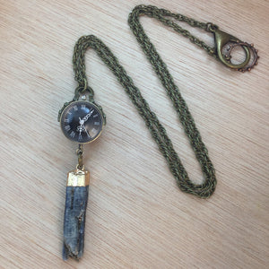 Kyanite Pocket Watch Necklace - Necklace - AlphaVariable