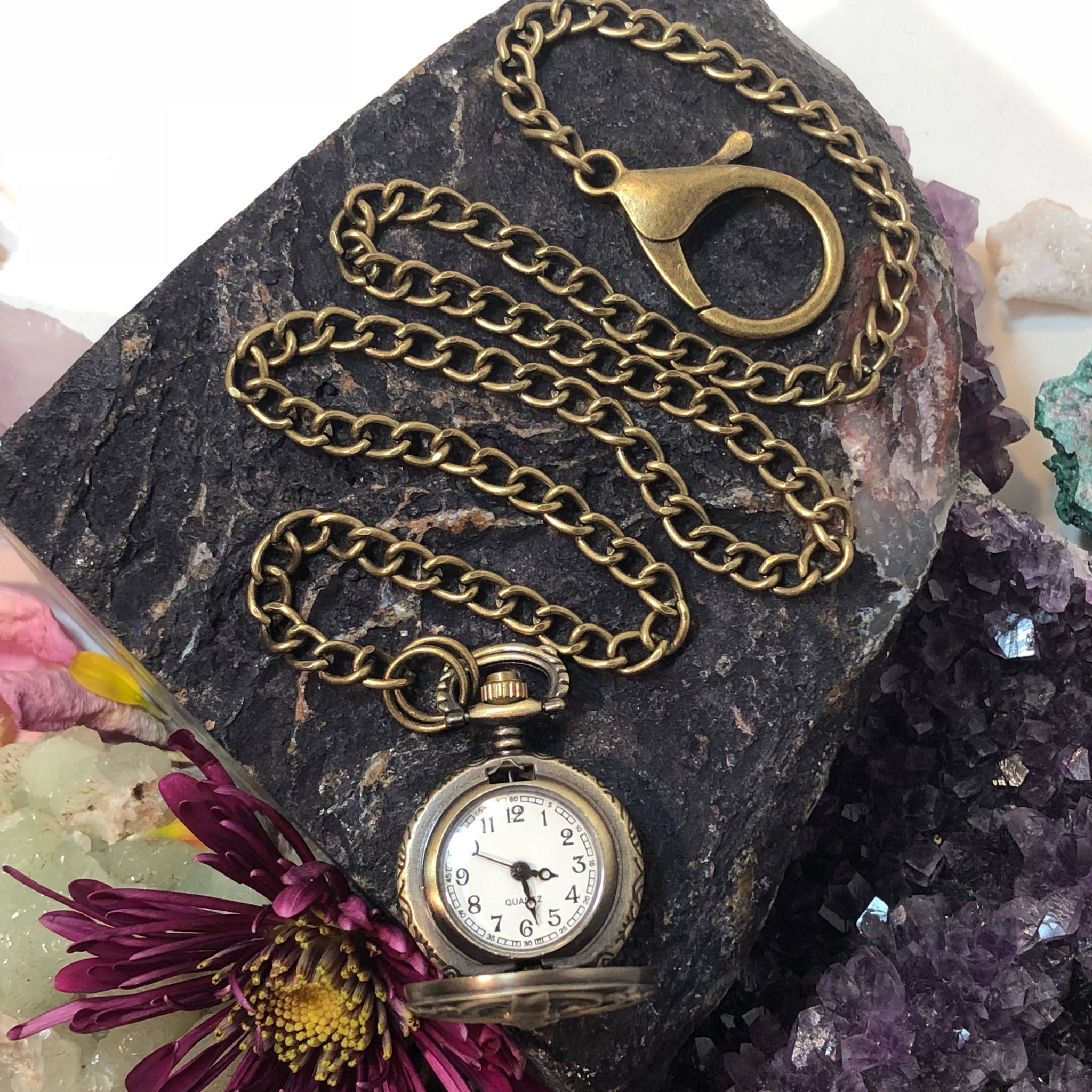 Rose Pocket Watch Steampunk PocketWatch Cosplay FREE Gift Box -  AlphaVariable