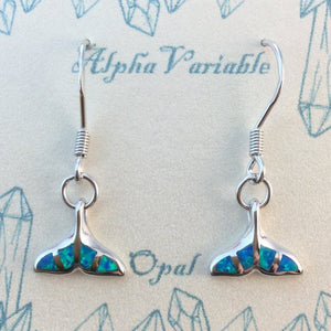 Sterling Silver Opal Whale Tail Earrings - Earrings - AlphaVariable