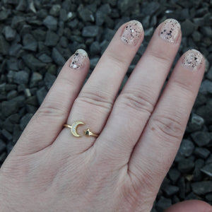 Gold Moon and Star Ring - Ring - AlphaVariable