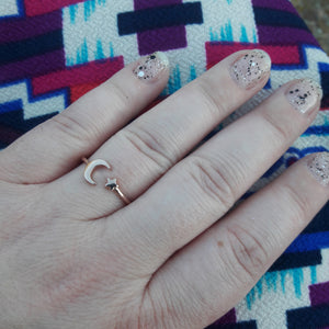Rose Gold Moon and Star Ring - Ring - AlphaVariable