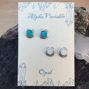 Sterling Silver Opal Earrings - Earrings - AlphaVariable
