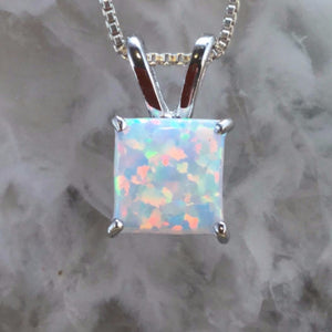 Square Opal Necklace - Necklace - AlphaVariable