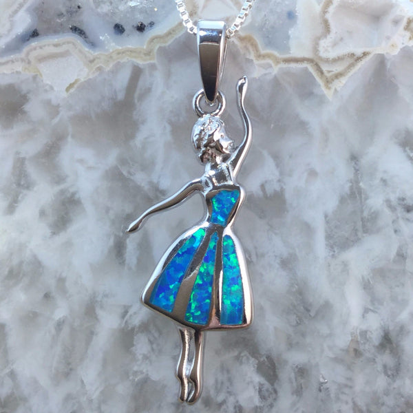 Blue Opal Ballerina Necklace - Necklace - AlphaVariable