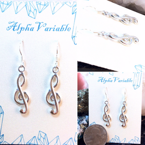 Sterling Silver Treble Clef Earrings - Earrings - AlphaVariable