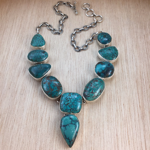 Sterling Silver Turquoise Necklace - Necklace - AlphaVariable