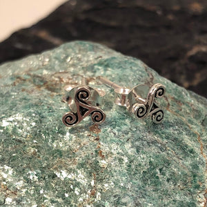 Triskelion Celtic Earrings - Sterling Silver Studs - AlphaVariable