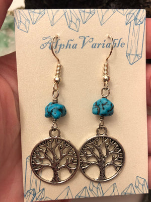Turquoise Tree of Life Earrings - Earrings - AlphaVariable